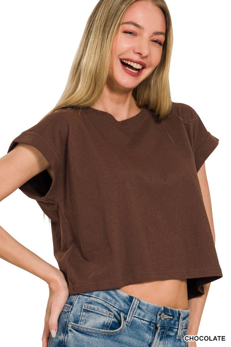 Cotton Folded Sleeve Top
