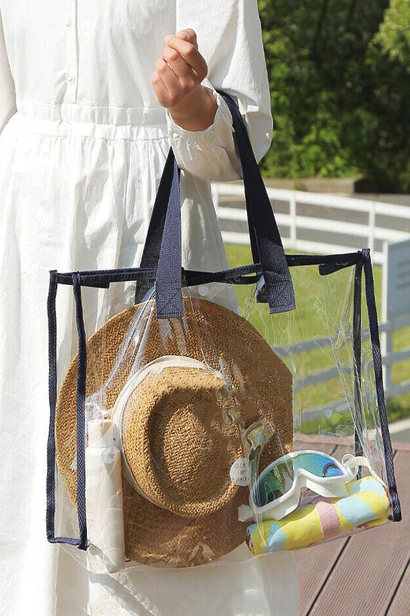 Black Outline Clear Pvc Storage Tote Bag