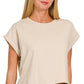 Cotton Folded Sleeve Top