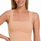 Cotton Square Neck Cropped Cami Top