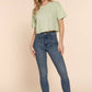 Short Slv Oversize Crop Cotton Knit Tee