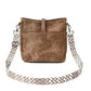 Distressed Faux Leather Crossbody Messenger Bag