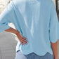 Solid Scalloped Hem 3/4 Sleeve Sweater Top | S-XL