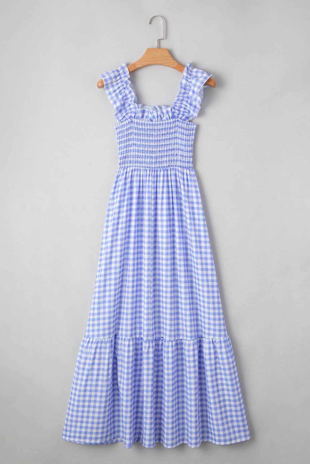 Plaid Square Neck Fit-and-flared Vacation Sundress (S-XL)