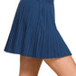Woven High Waist Knife-pleat Mini Skirt Lined Inner Pants