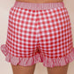66 Floral Striped Ruffle Hem Lace Tie Shorts (S-XL)
