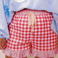 66 Floral Striped Ruffle Hem Lace Tie Shorts (S-XL)
