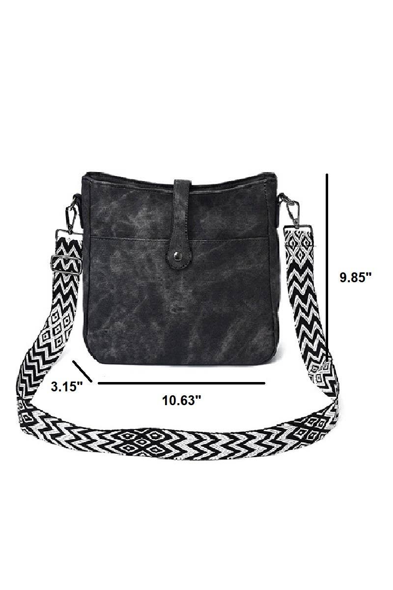 Distressed Faux Leather Crossbody Messenger Bag