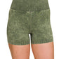Stone Washed Seamless High Waisted Shorts