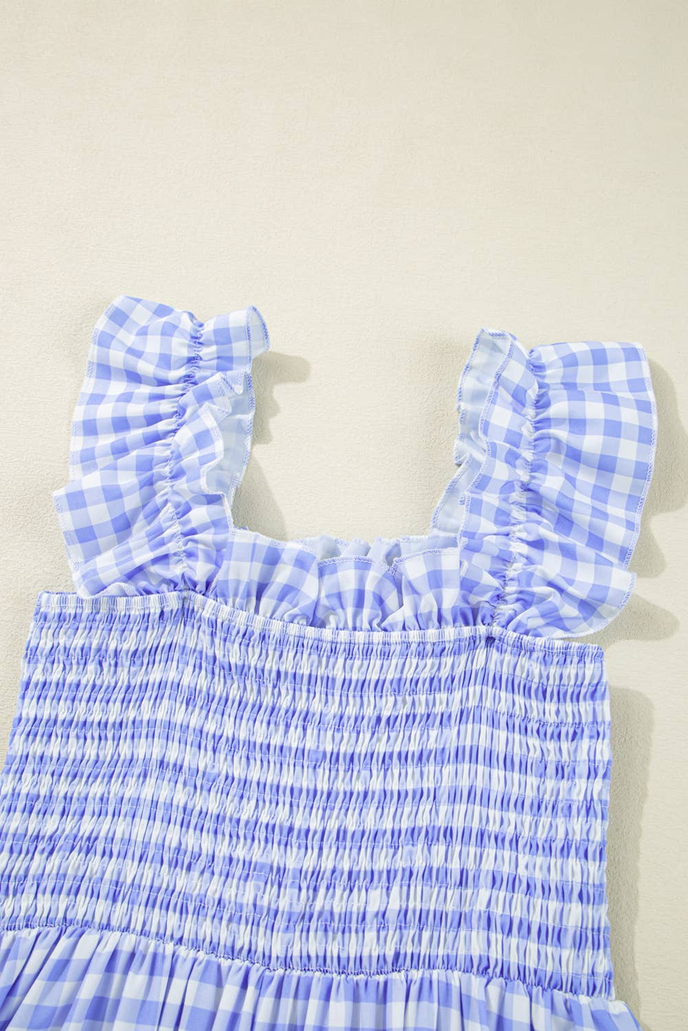 Plaid Square Neck Fit-and-flared Vacation Sundress (S-XL)