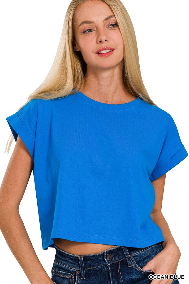 Cotton Folded Sleeve Top