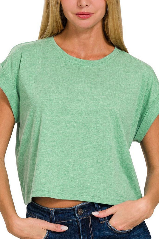 Cotton Folded Sleeve Top