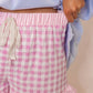 66 Floral Striped Ruffle Hem Lace Tie Shorts (S-XL)