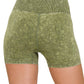 Stone Washed Seamless High Waisted Shorts