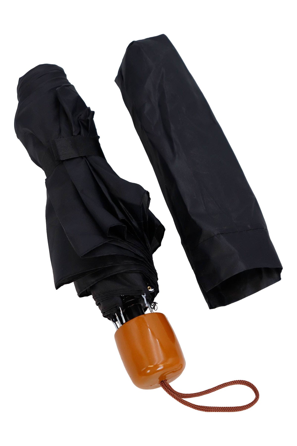 Black 8-panel 3-fold Manual Compact Umbrella