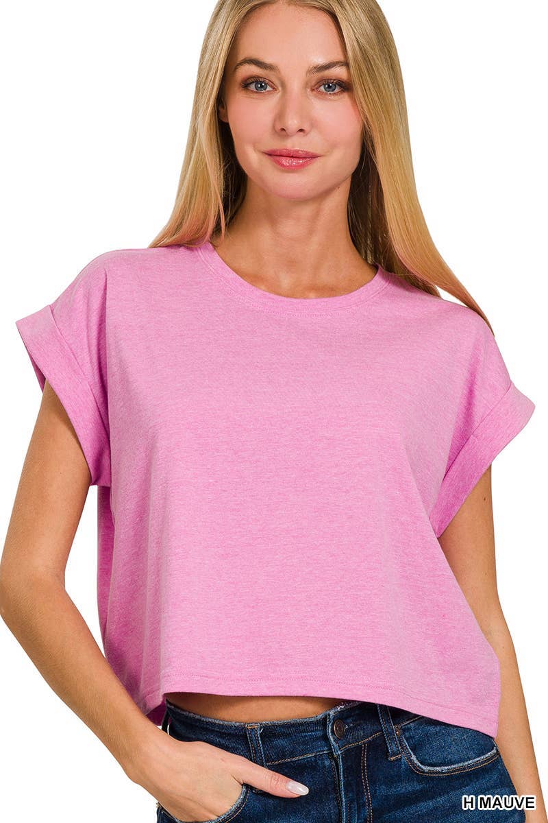 Cotton Folded Sleeve Top