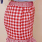 66 Floral Striped Ruffle Hem Lace Tie Shorts (S-XL)