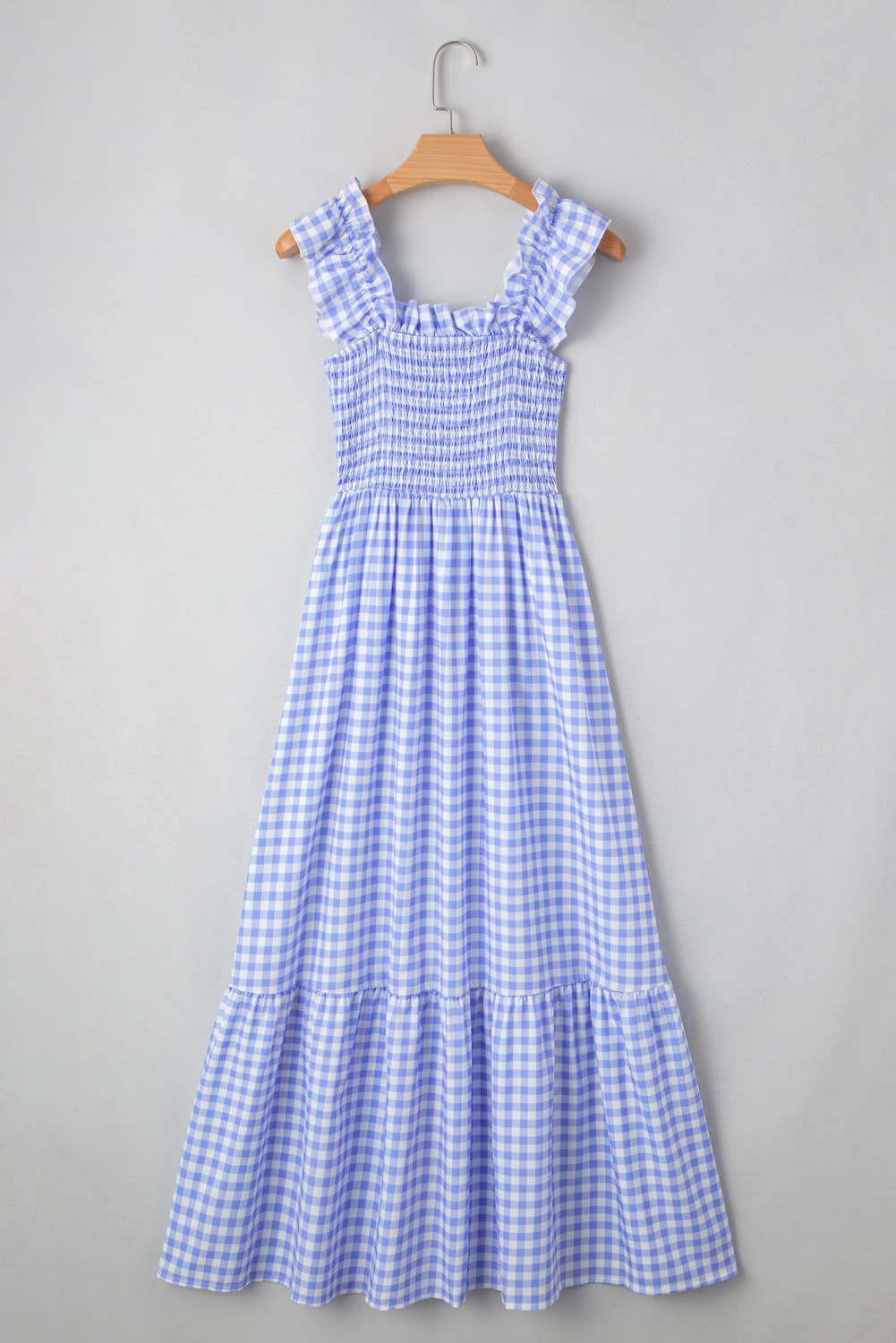 Plaid Square Neck Fit-and-flared Vacation Sundress (S-XL)