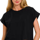 Cotton Folded Sleeve Top