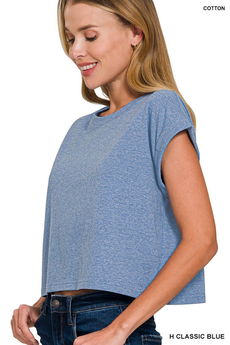 Cotton Folded Sleeve Top