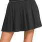 Woven High Waist Knife-pleat Mini Skirt Lined Inner Pants