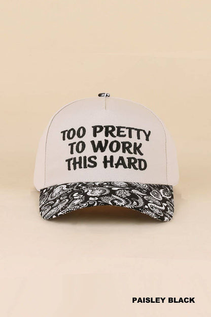 Too Pretty To Work This Hard Two Tone Snapback Hat