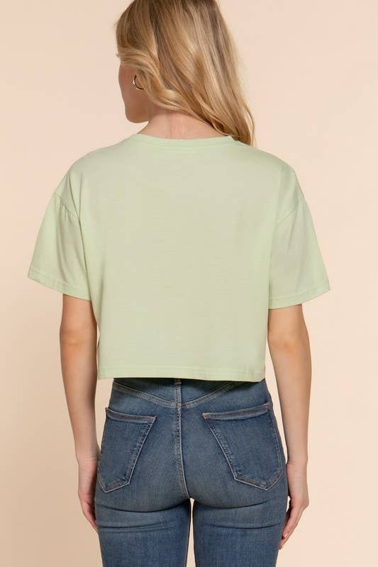 Short Slv Oversize Crop Cotton Knit Tee