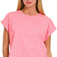 Cotton Folded Sleeve Top
