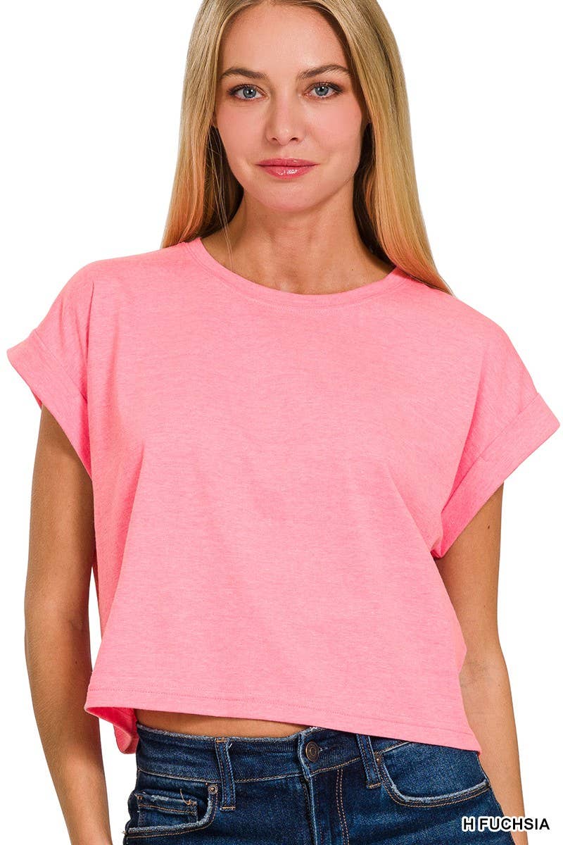 Cotton Folded Sleeve Top