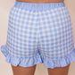66 Floral Striped Ruffle Hem Lace Tie Shorts (S-XL)