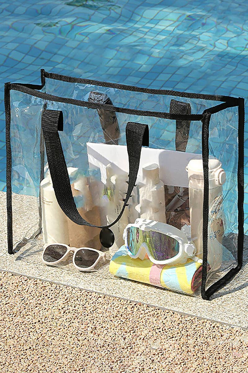 Black Outline Clear Pvc Storage Tote Bag