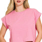 Cotton Folded Sleeve Top