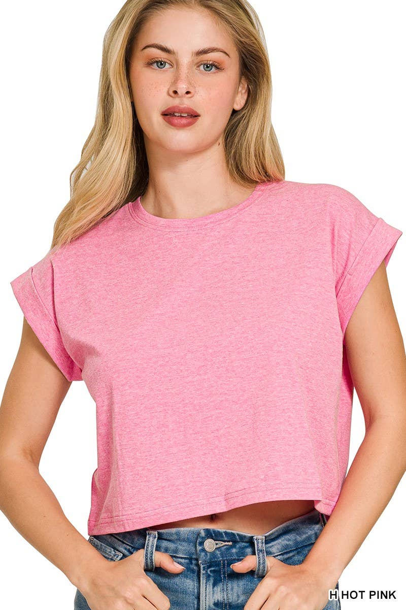 Cotton Folded Sleeve Top