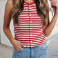 Stripe Buttoned Ribbed Knit Tank Top | S-XL