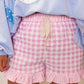 66 Floral Striped Ruffle Hem Lace Tie Shorts (S-XL)