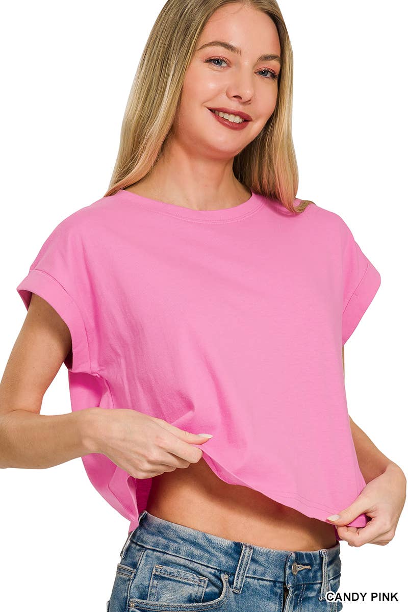 Cotton Folded Sleeve Top