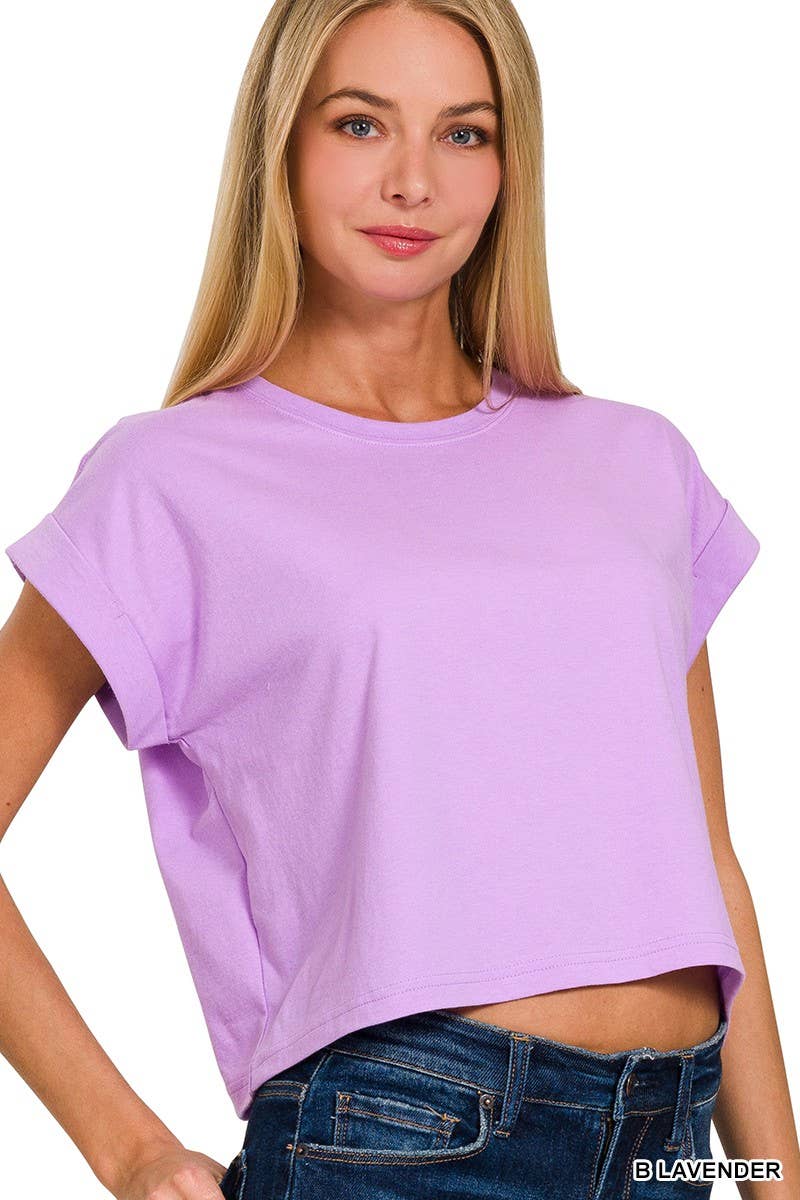 Cotton Folded Sleeve Top