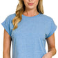 Cotton Folded Sleeve Top
