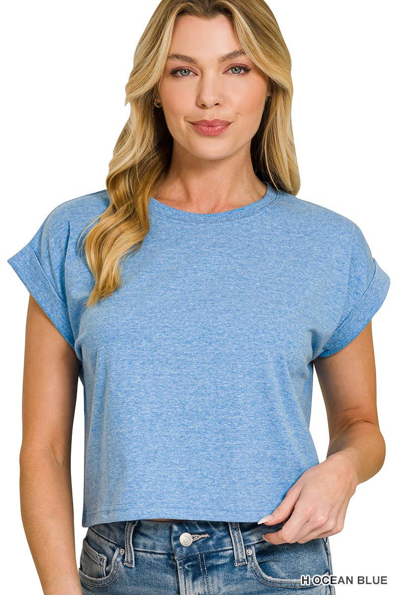 Cotton Folded Sleeve Top