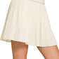 Woven High Waist Knife-pleat Mini Skirt Lined Inner Pants