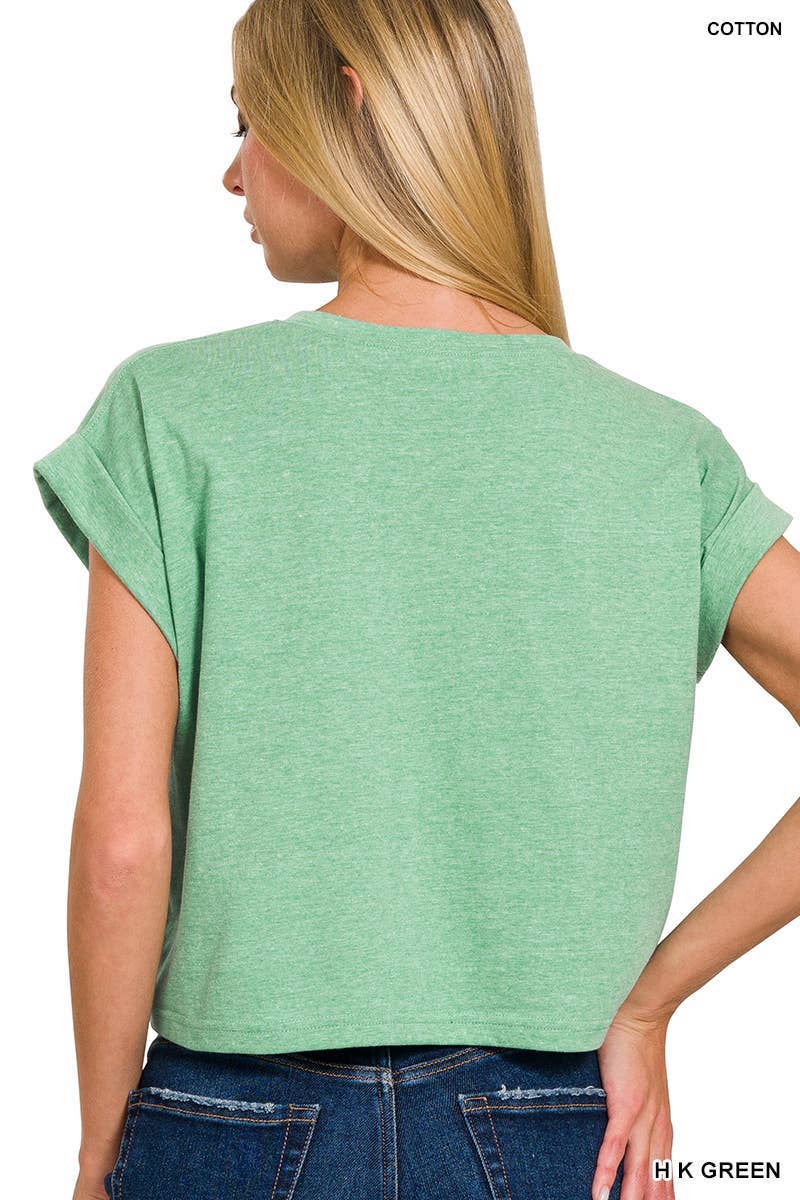 Cotton Folded Sleeve Top
