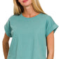 Cotton Folded Sleeve Top