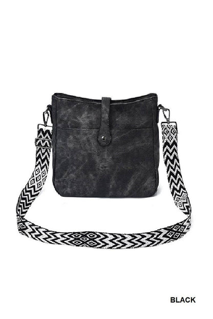 Distressed Faux Leather Crossbody Messenger Bag