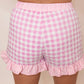 66 Floral Striped Ruffle Hem Lace Tie Shorts (S-XL)