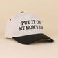 Put It On My Mom's Tab Two Tone Snapback Hat